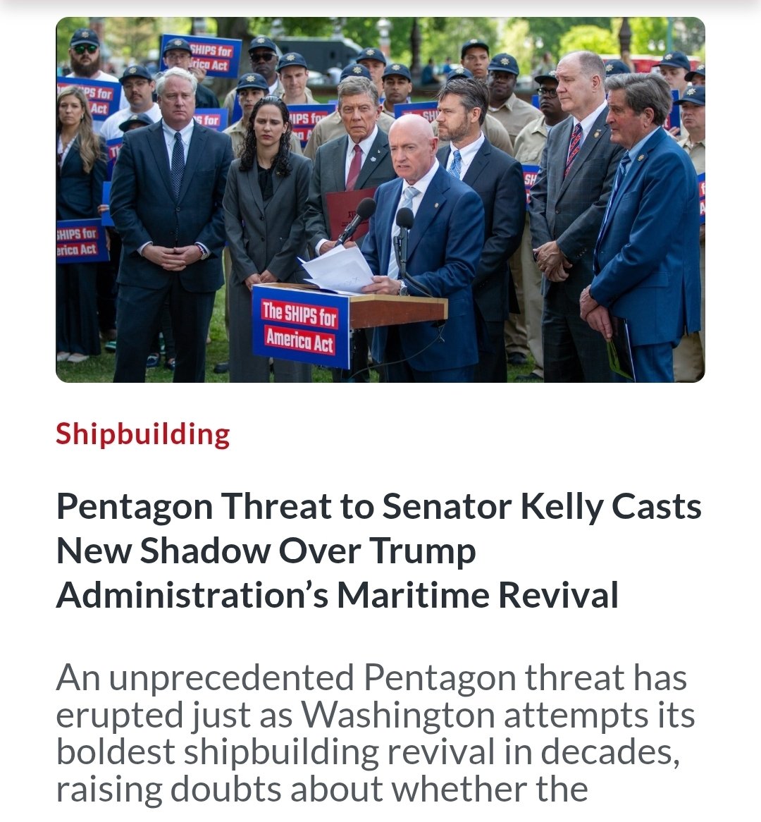 Pentagon Threat to Senator Kelly Casts New Shadow Over Trump Administration’s Maritime Revival