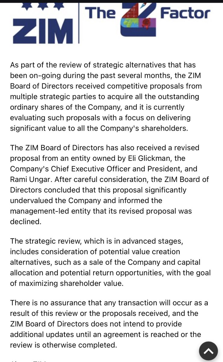 ZIM Board Declines Management Buyout as Strategic Review Advances