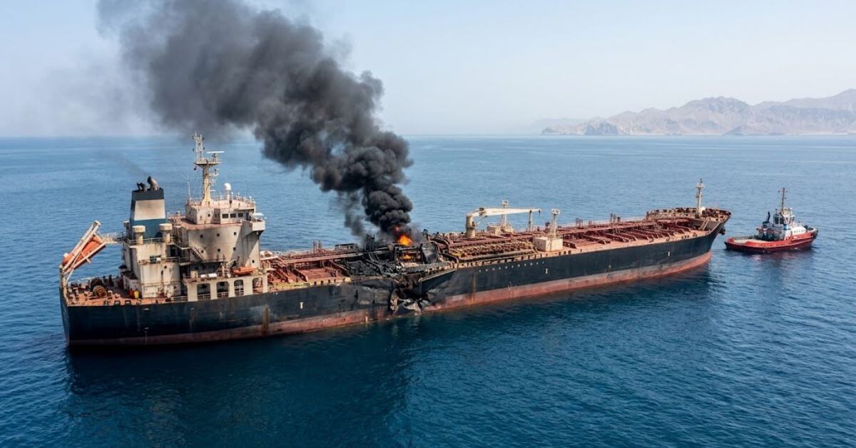 Crew Abandons Burning Tanker After Attack Near Strait of Hormuz