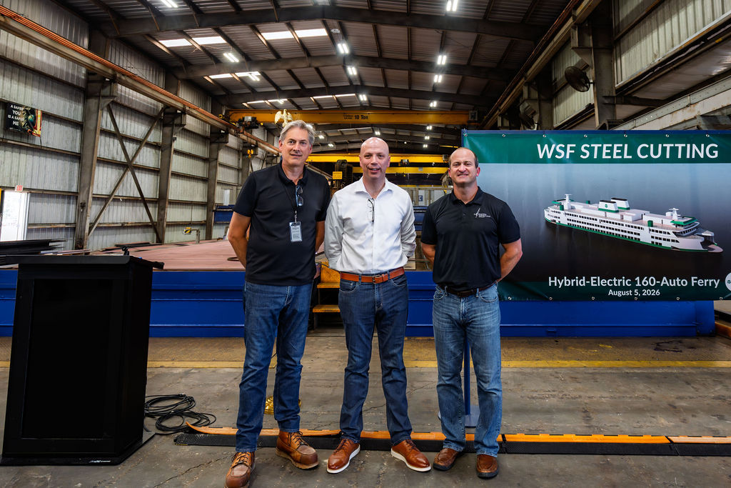Eastern Shipbuilding Group and Washington State Celebrate Steel Cutting of New Hybrid-Electric Ferry